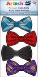 Custom Party Glass Marker Kit - 4 Bow Ties Full Color on reusable white cling, 2.75