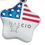 Custom American Flag Curved Star Metal Keyring, 1 3/4" W x 1/4" Diameter, Price/piece
