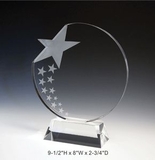 Custom Circular Star Optical Crystal Award Trophy., 9.5
