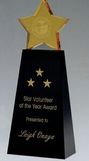 Custom Small Golden Star Crystal Award w/ Black Base, 3 1/2