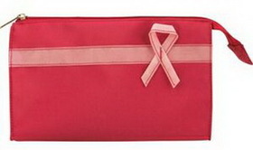 Custom Pink Ribbon Accessory Bag (8-3/4"x3-1/2"x5")