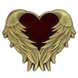 Blank Heart With Angel Wings Pin - Antique Gold, 1 1/8