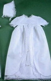 Cotton Christening Dress And Bonnet With Alencon Lace