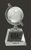 Custom Global-CB Optical Crystal Globe Award, 6