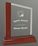 Custom 8" Premier Slant Top Glass Award with Mahogany Base, Price/piece