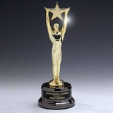 Custom Grand Star Achievement 24K gold-plated Award w/ black nickel Base (14 1/4