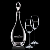 Custom 32 Oz. Crystalline Malvern Decanter W/ 2 Wine Glasses
