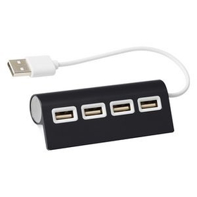 Custom 4-Port Aluminum Wave USB Hub, 3 1/2" W x 1 1/2" H