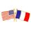 Blank Usa & France Flag Pin, 1 1/8" W X 1/2" H, Price/piece