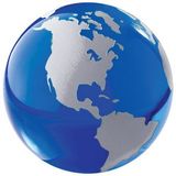 Custom Crystal Ball Paperweight (Blue Globe), 2 1/4