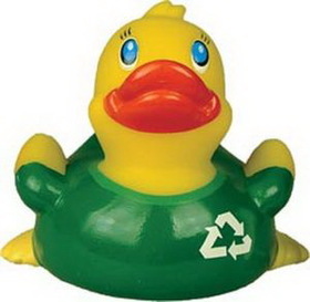 Custom Rubber Go Green Duck, 3 1/2" L x 3" W x 3 1/4" H