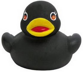 Custom Mini Rubber Black Duck, 2 1/2" L x 2 1/2" W x 2" H