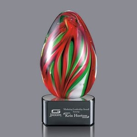 Custom Bermuda Hand Blown Art Glass Award w/ Black Base, 5" H x 2 1/2" W x 2 1/2" D