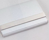 Custom Silver Business Card Holder W/ Polished Silver Accent (2 1/2