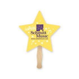 Custom Star Shape Full Color Single Paper Hand Fan, 8" L x 8" W