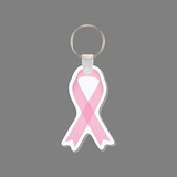 Custom Key Ring & Full Color Punch Tag - Pink Awareness Ribbon