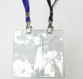 Custom Clear Vertical Vinyl Badge Holder with Lanyard