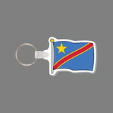 Key Ring & Punch Tag W/ Tab - Flag of The Democratic Republic of Congo