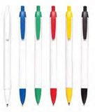 Custom Wide Body Retractable Pen w/ White Barrel & Colored Trim