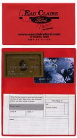 Custom 6 1/4" x 3 5/8" Business Card Case w/ 2 Clear Pockets & Standard Vinyl Colors