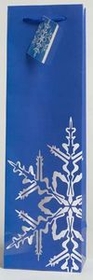 Blank The Holiday Wine Bottle Gift Bag Collection (Snowflake Blue), 4 7/8" W x 14 3/16" H