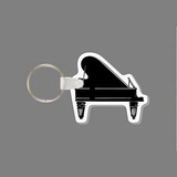 Key Ring & Punch Tag - Grand Piano W/ Lid Up (Silhouette-Side View)