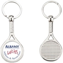 Custom Sport Metal Printed Silver Tone Key Tags with Tennis or Racket Ball Impression, 1.25