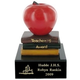 Custom Teacher's Award Scholastic Resin Trophy w/Engraving Plate