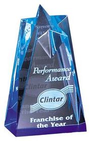 Blank Rising Star Acrylic Award w/ Blue Mirror Base (3 1/2"x6")