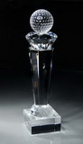 Custom Elegant II Crystal Golf Tower Ball Award - 12 1/2