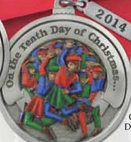 Custom Twelve Days Of Christmas Gallery Print Mini Ornament (Day 10 - Ten Lords-A-Leaping), 1.875" Diameter