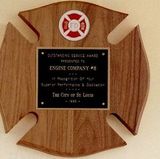 Custom Firefighter Emblem Motif Award Plaque w/ Brass Engraving Plate /10
