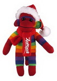 Custom Rainbow Sock Monkey (Plush) with Christmas Scarf and Hat 16
