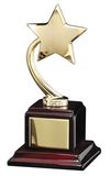 Blank Rising Star Cast Metal Trophy on Rosewood Base (4 1/2