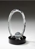 Custom Optic Crystal Oval Golf Award - 7 1/2