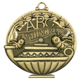Custom 2" Academic Performance Medal Spelling Bee In Gold