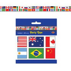 Custom International Flag Party Tape, 3" L x 20' W