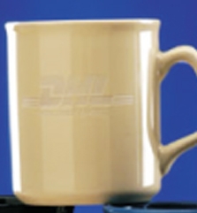 Custom 10 Oz. Beige Flared Lip Ceramic Mug w/ Era Shaped Handle