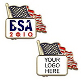 American Flag Lapel Pin w/ Custom Logo, 7/8