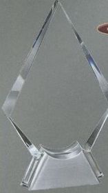 Blank Glass Spear Award Mounted in Brushed Aluminum Metal Base (5 3/4"x9")