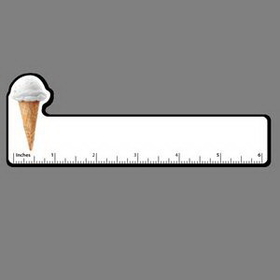 6" Ruler W/ Full Color Single Scoop Ice Cream Cone - Coconut