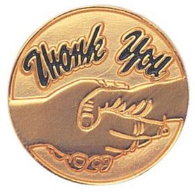 Blank Gold Thank You Award Pin, 3/4" Diameter