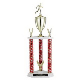 Custom Triple Column Track Trophy w/Cup & Sports Trims (28 1/2")