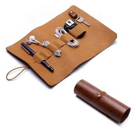 Custom PU Leather Pen/Key/Earphone/ChargingCable Holder, 10 1/2" L x 7 1/2" W