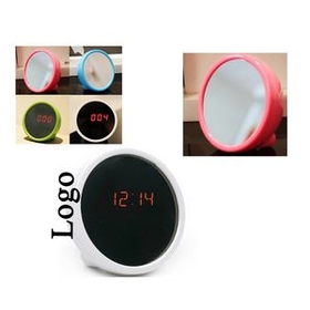 Custom Stylish Beauty Mirror LED Alarm Clock Mirror, 2 3/4" L x 1 3/7" W x 2 3/4" H