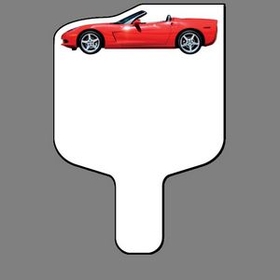 Custom Hand Held Fan W/ Full Color Red Convertible Corvette, 7 1/2" W x 11" H