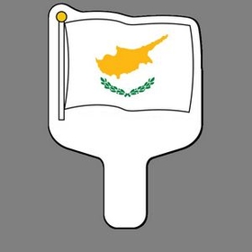 Custom Hand Held Fan W/ Full Color Flag Of Cyprus, 7 1/2" W x 11" H