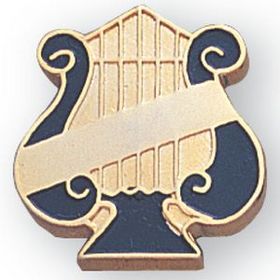 Custom Music Lyre Pin w/Plain Bar, 1" W