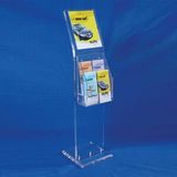 Clear Acrylic Display Stand W/Sign Holder & Adjustable Literature Holder