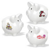 White Ceramic Piggy Bank (Small/Round), Personalised Piggy Banks, Custom Logo Piggy Banks for Kid, 4.5